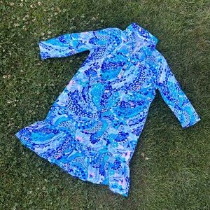 Lilly Pulitzer Girls 3/4 Sleeve Ruffle Hem Dress
